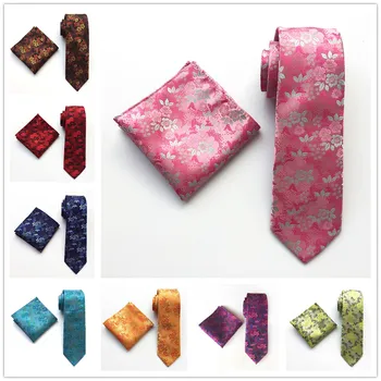 

Wholesale 8cm Men Woven Formal Ties Set Luxury Embroidered Flowers Necktie Sets with Pocket Square for Grooms Wedding