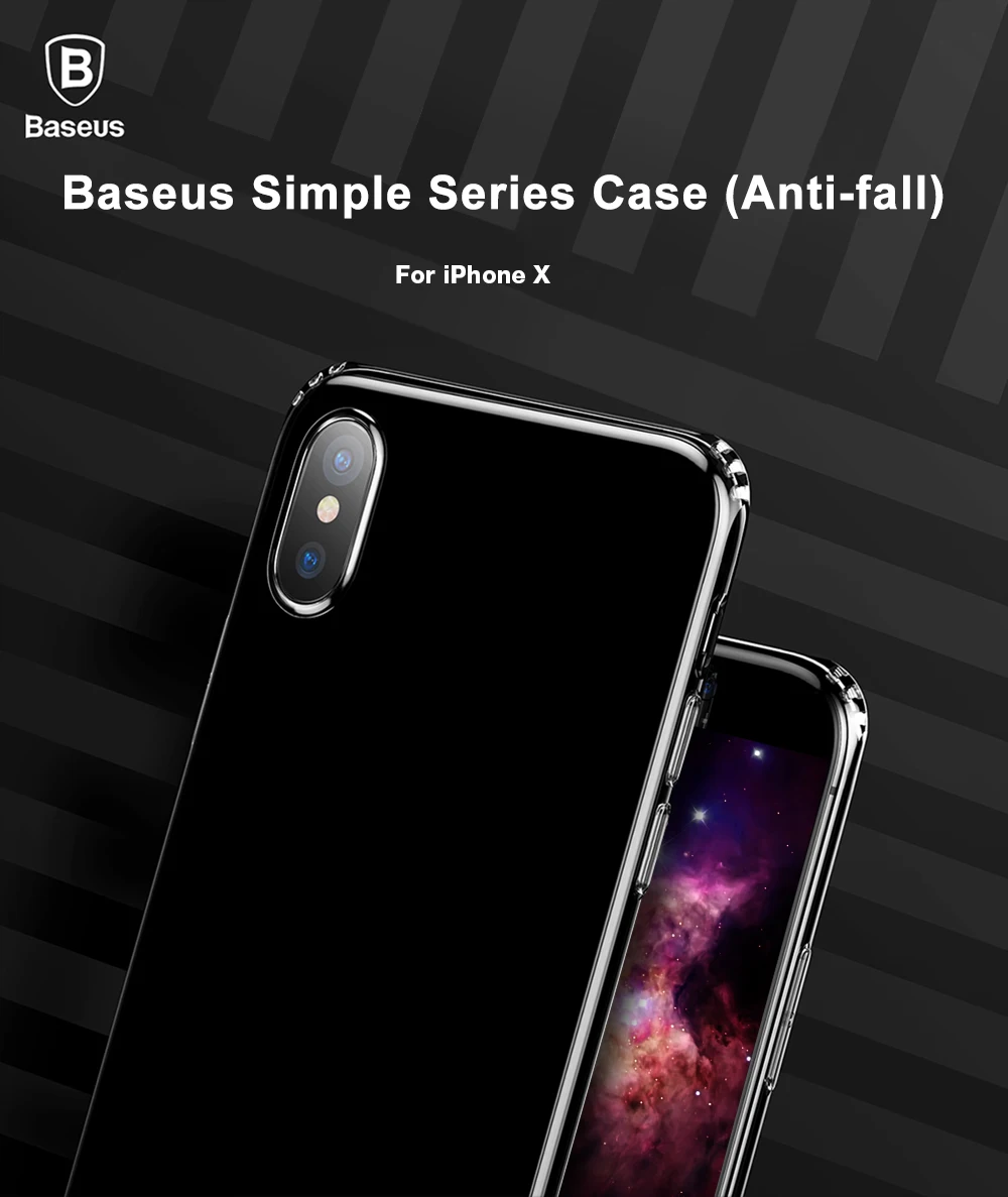 

Baseus Simple TPU Case for iPhone X Anti-fall Clear TPU Protective Case Back Cover for iPhone X