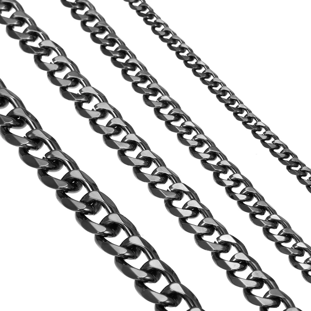5/7/9/11mm Fashion Men Link Chain Necklace Shellhard Black Cuban Chain Men Women Jewelry Gifts Long Necklace Hip Hop Jewelry