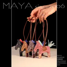 Glitter Luxury Crystal Rear View Mirror Charm Fashion Glitter Horse Handbag Tote Bags Charm Purse Charm
