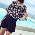 Vintagelt Print V-Neck Small Blouse Shirt 818
