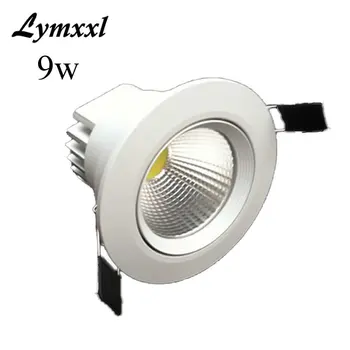 

Newest 9w Led Cob Downlights Dimmable Led Recessed Spot Lights Lamp AC90-260V 12V White shell 60angle + Led Driver CE UL