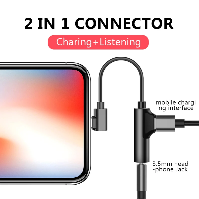 OTG Тип C до 3,5 мм AUX и USB C Женский аудио адаптер 2в1 для iPhone 7 8 6 6S Plus XS Max XR X адаптер для наушников