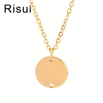 

100% Stainless Steel Blank Disc 2 Loop Holes Round Engraving Medal Blank Pendant Necklace Wholesale 50pcs