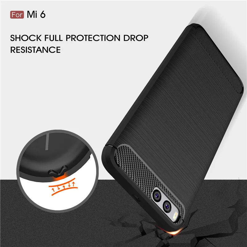 Slim Armor For Xiaomi MI6 Phone Case Silicone Soft Carbon Fiber Phone Cases Cover for Xiaomi MI 6 Case Capa Coque Shell