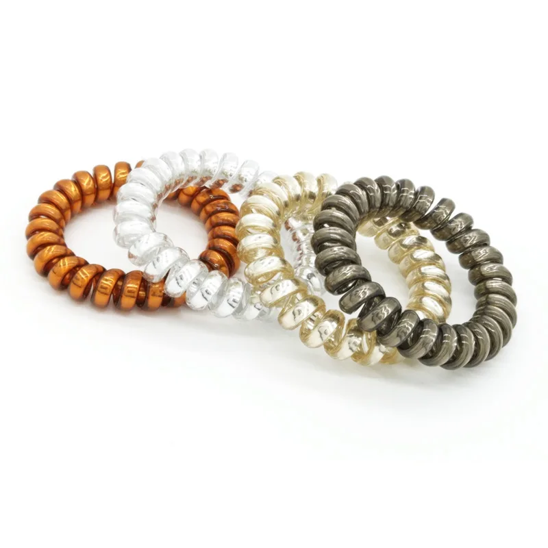 

4 Pcs/Lot 4 Colors Size 5.5 CM Telephone Cord Phone Plastic Strap Rubber Holders Hair Bands Rope Ties Hair Accessories