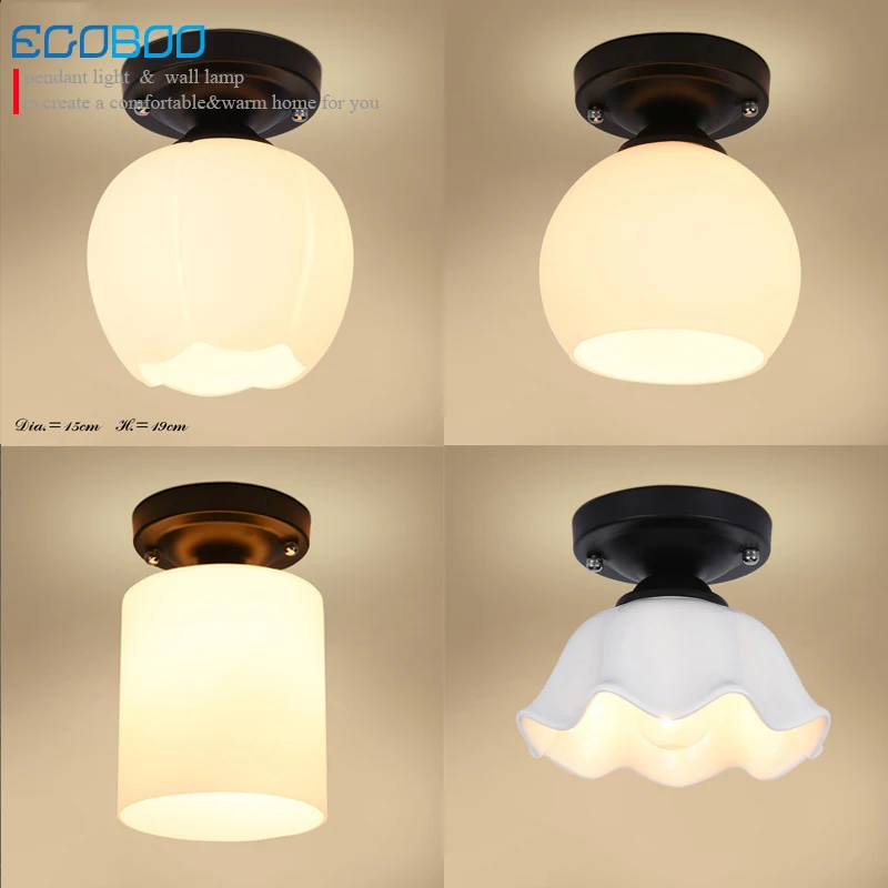 NEW Modern Brief style bedroom bedside ceiling lamp Black Round Base with E27 socket corridor balcony Glass Ceiling Light