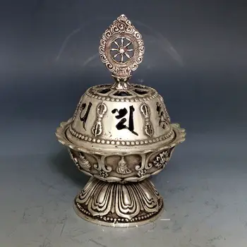 

China Silver Bronze Hand-carved Incense Burners & Hollow out Lid