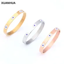 Xuanhua pulseira de aço inoxidável para as mulheres moda evil eye bangle cristal de luxo pulseira indiana bangles feminino accessorie