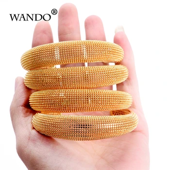 WANDO 4pcs/lot Newest Dubai Wedding Bracelets Jewelry For Women Gold Color Arab/Ethiopian India Middle East Bangles Gift B181