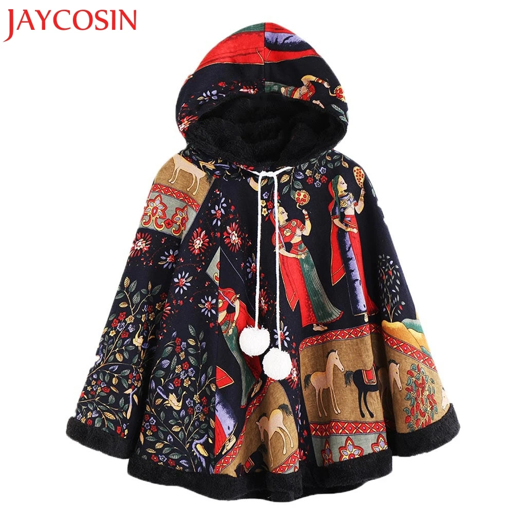 Женский плащ пончо JAYCOSIN винтажный с капюшоном на шнурке Прямая поставка 22|Пальто|