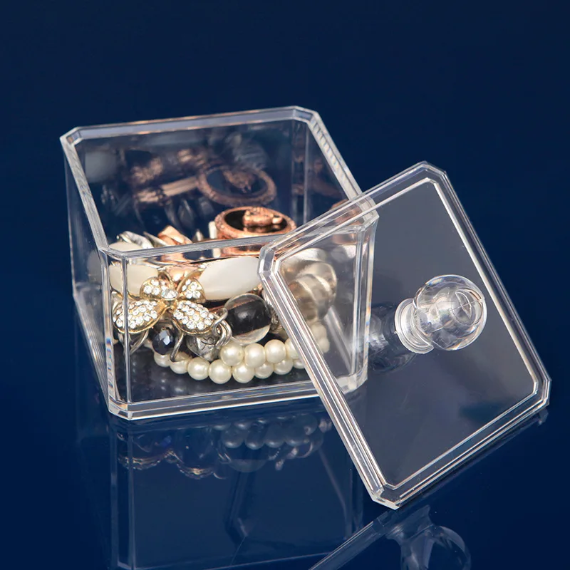 Acrylic crystal Storage Box Organizer Makeup Cotton Receive Store Content Clear Jewelry Plastic | Дом и сад