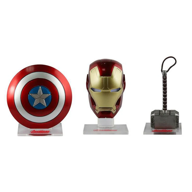

Marvel Avengers Helmet Ironman Action Figure Captain America Shield Thor Hammer 3pcs/Set Collectible Toys
