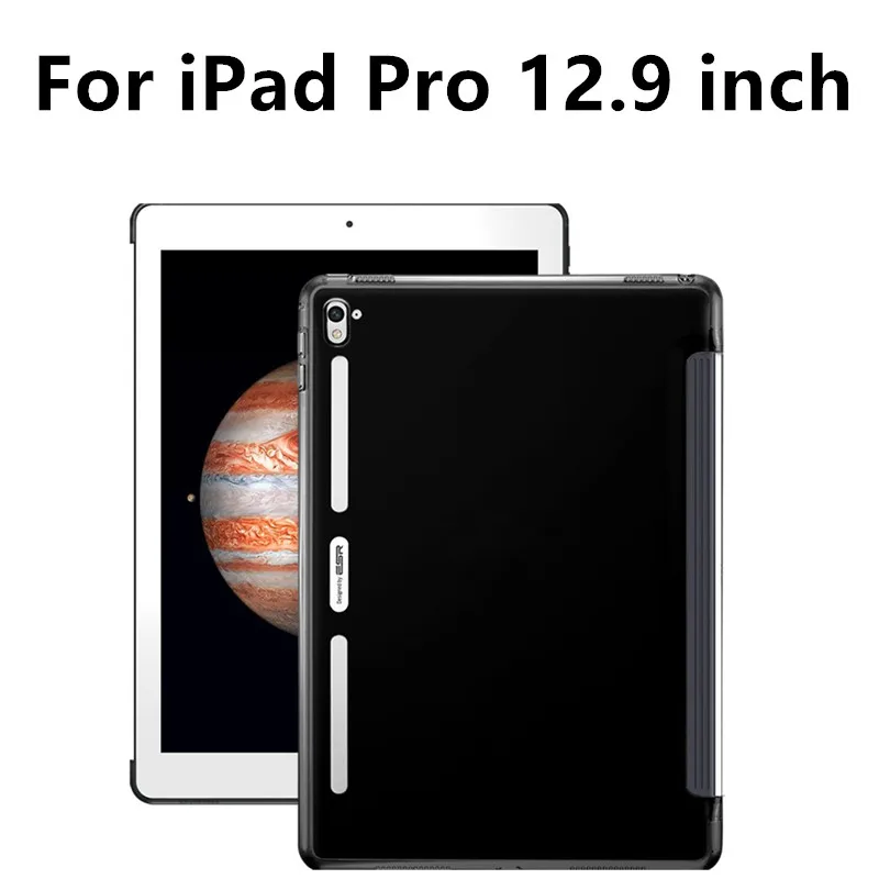 Ультратонкий чехол для iPad Pro 12,9 дюйма для iPad Pro 9,7 дюйма, тонкий ТПУ бампер, угловая задняя крышка с пленкой, стилус, планшет - Цвет: Black 12point9 inch