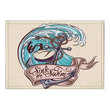 

Retro Ship Anchor Bath Rugs Non-Slip Doormat Floor Entryways Fashion Style Ins Mat Kids Bath Mat