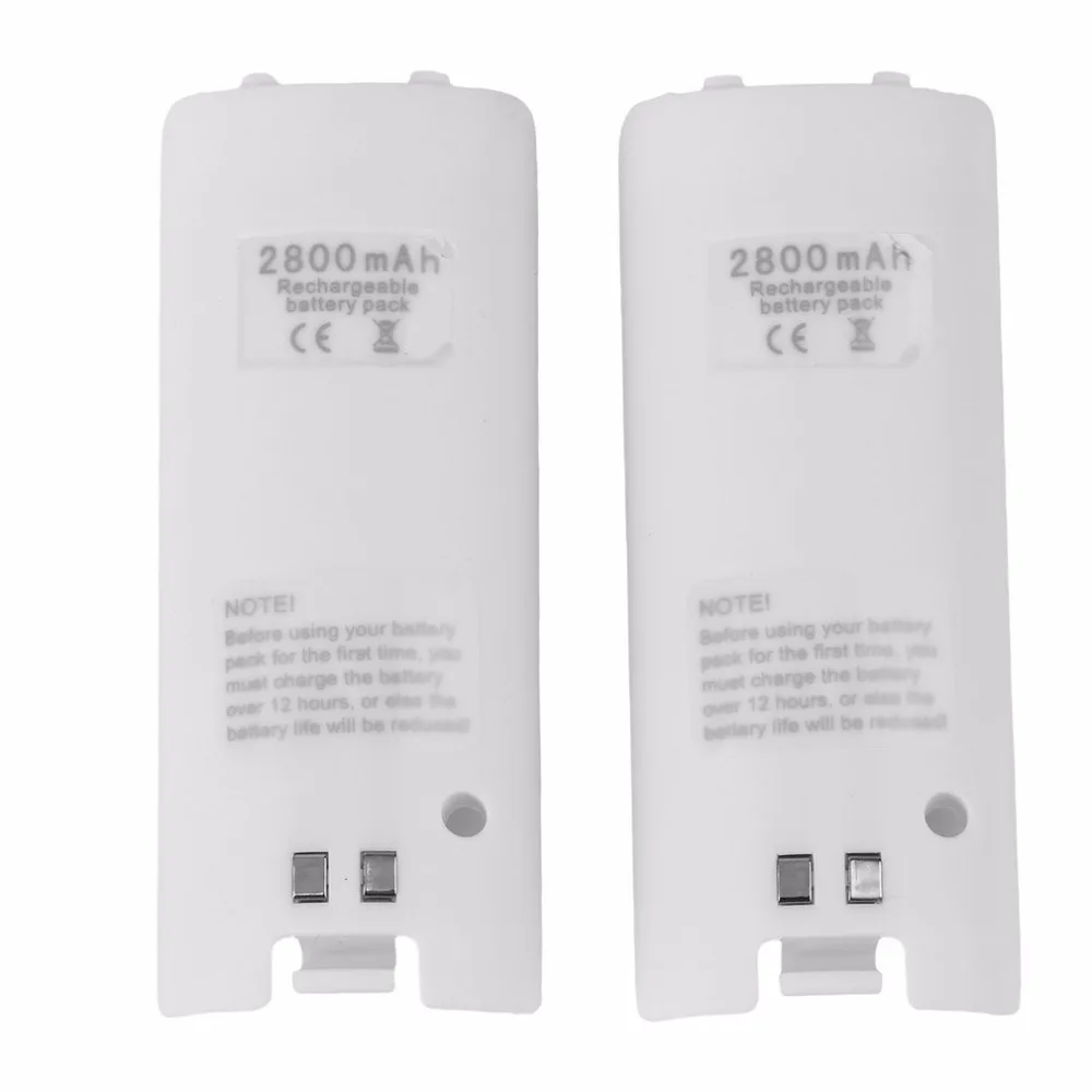 Черный и белый аккумулятор высокой емкости 2x2800 mAh с двойным зарядным док-станцией для пульта дистанционного управления wii