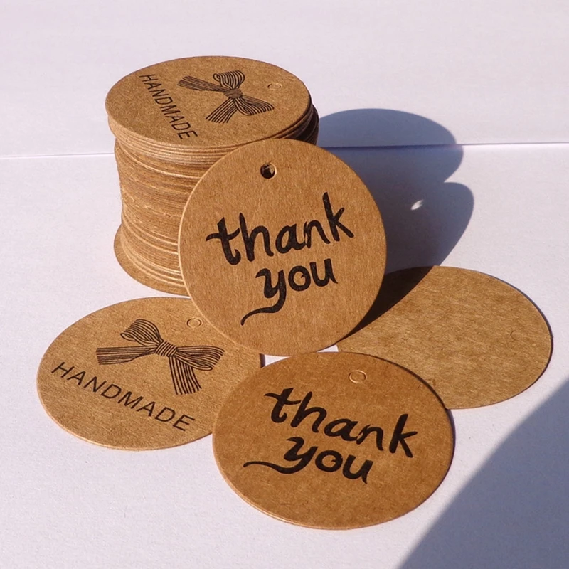 500pcs/lot THANK YOU Gift Tag Packing Labels HANDMADE Paper Tag For