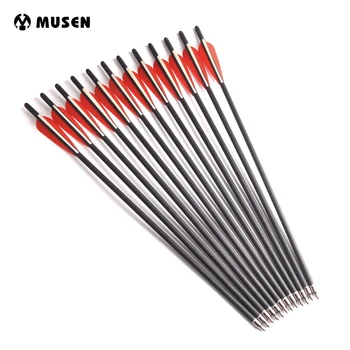

6/12/24Pcs Crossbow Carbon Arrow 17/20 Inches Length Diameter 8.8 mm 2 Red 1 White Feather for Archery Hunting Shooting