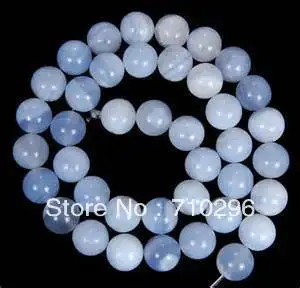 

Natural Blue Chalcedony 10mm round Gem stone jewelry beads fashion jewelry DIY15.5"/length
