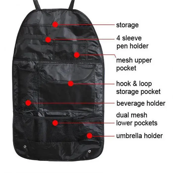 Bolsa de Armazenamento de Malha com Bolsos Universal Back Seat Organizador Multi Nj88 2 Pcs Car 7 Automóveis e motos