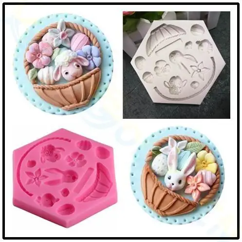 DIY Пасхальный детский день декоративное мыло Шоколад помадка кролик корзина для яиц торт силиконовые формы для выпечки Форма для бисквитов печенья