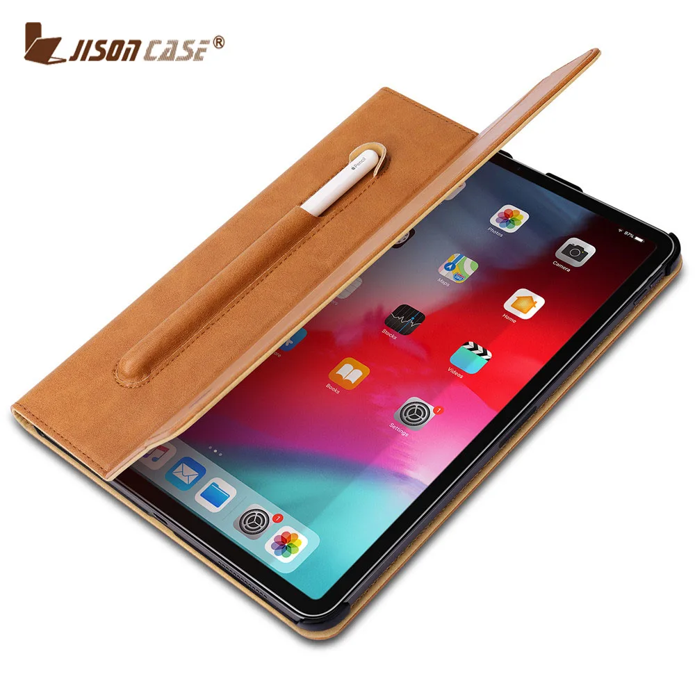 

Jisoncase Smart Cover for iPad Pro 11 inch Microfiber Tablet Case with Pencil Slot for iPad Pro 11 inch 2018 New Business Style