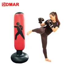 DMAR 160cm Boxing Punching Bag Inflatable Free-Stand Tumbler Muay Thai Training Pressure Relief Back Sandbag with Air Pump