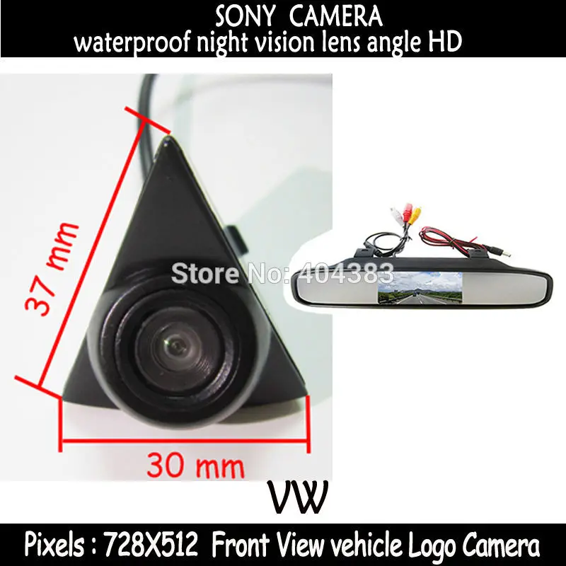 Car Front View Camera With 4.3" Car Front View Mirror Monitor For Volkswagen Vw Golf Bora Jetta