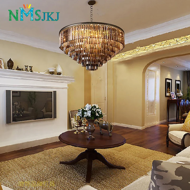 

Modern Light Luxury Elegant Art Decoration Smoky Gray Crystal Chandelier Lighting for Hotel Living Room