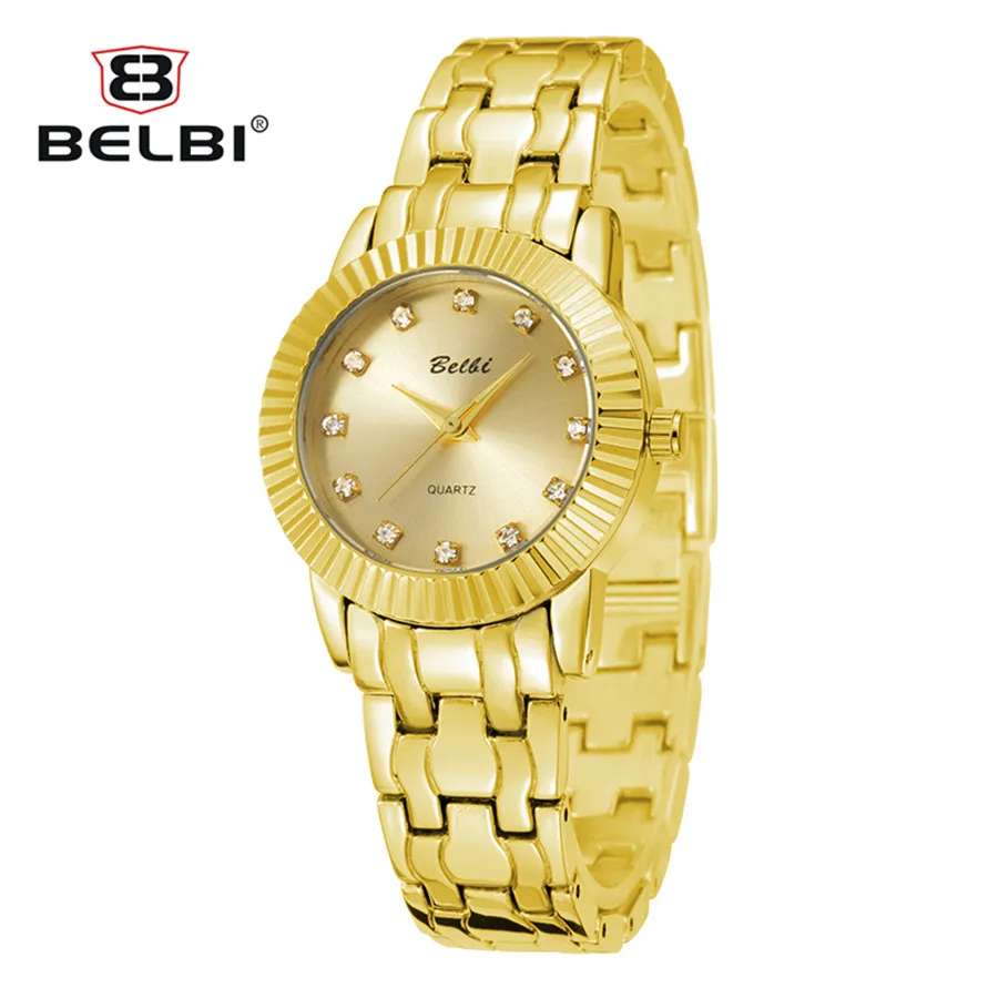 

BELBI 2018 New Gold Rhinestone Quartz Fashion Watch Women Steel Strap Watches Luxury Brand Clock Relogio Feminino Wristwatches