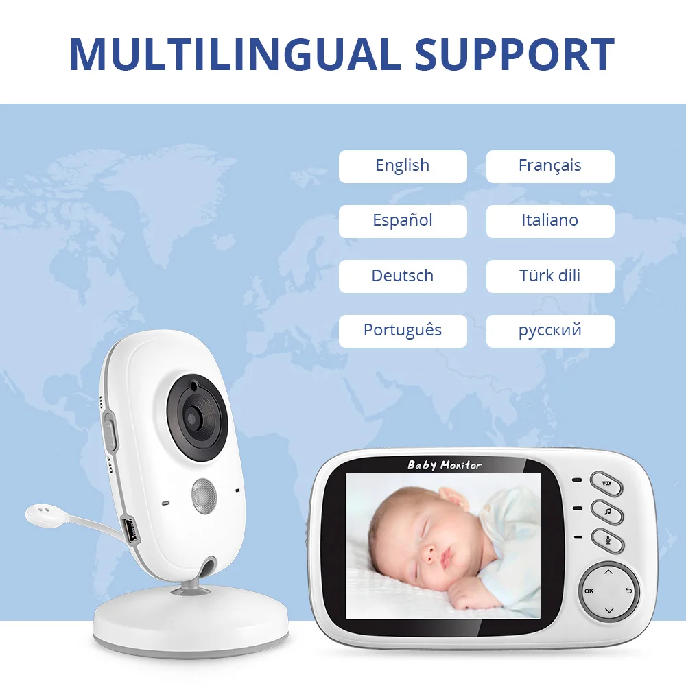 VB603 Baby Monitor 3.2inch Portable Wireless Indoor Temperature Monitoring Baby care Colorful Night