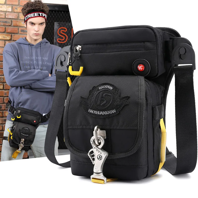 

Top Quality Nylon Drop Waist Leg Drop Bag for Men Fashion Riding Fanny Pack Military Rider Travel Men Messenger Shoulder Bag