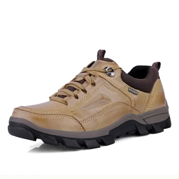 

Men's Hiking Shoes Genuine Leather Outdoor Sports Camping Breathable Plush warm Mountain Climbing Damping Anti-skid Sneakers New