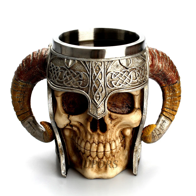 UPORS Viking Skull кружка из нержавеющей стали кофейная кружка средневековый замок рыцарь Скелет кружка для пива вина подарки на Хэллоуин