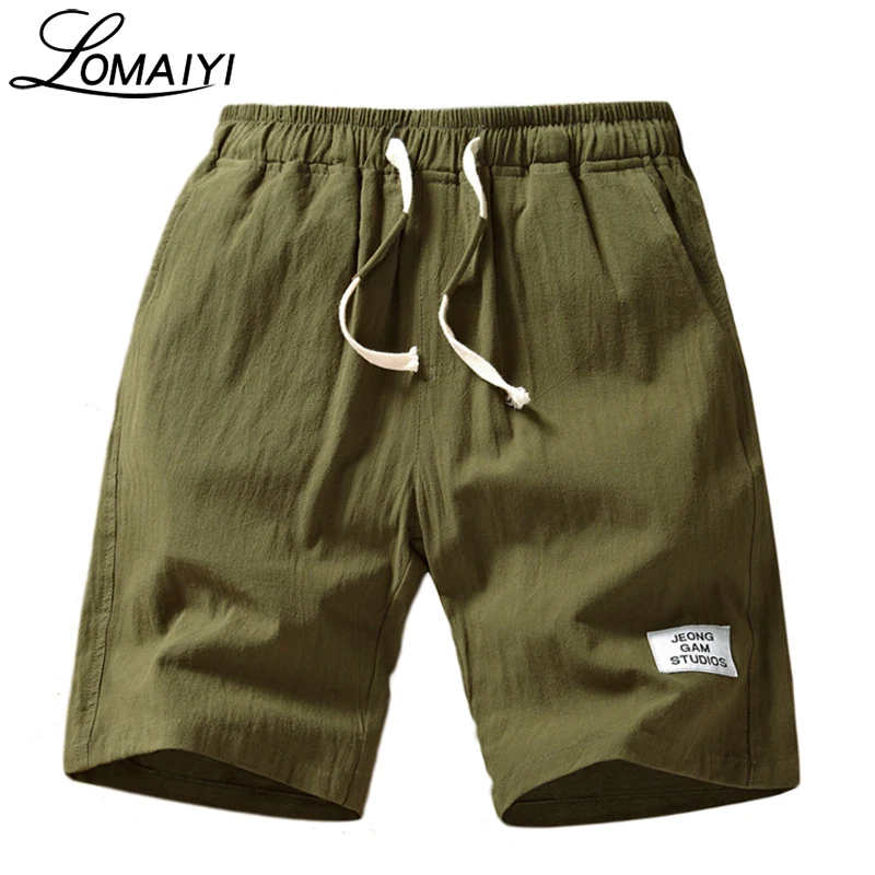LOMAIYI Healthy Stretch Linen Men's Shorts Men Women Hemp Cotton Casual