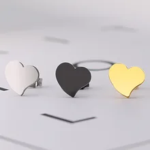 4 шт./лот, в форме сердца не тусклые 316L Нержавеющая сталь серьги-гвоздики Для женщин девочек Титан Сталь милые ювелирные серьги