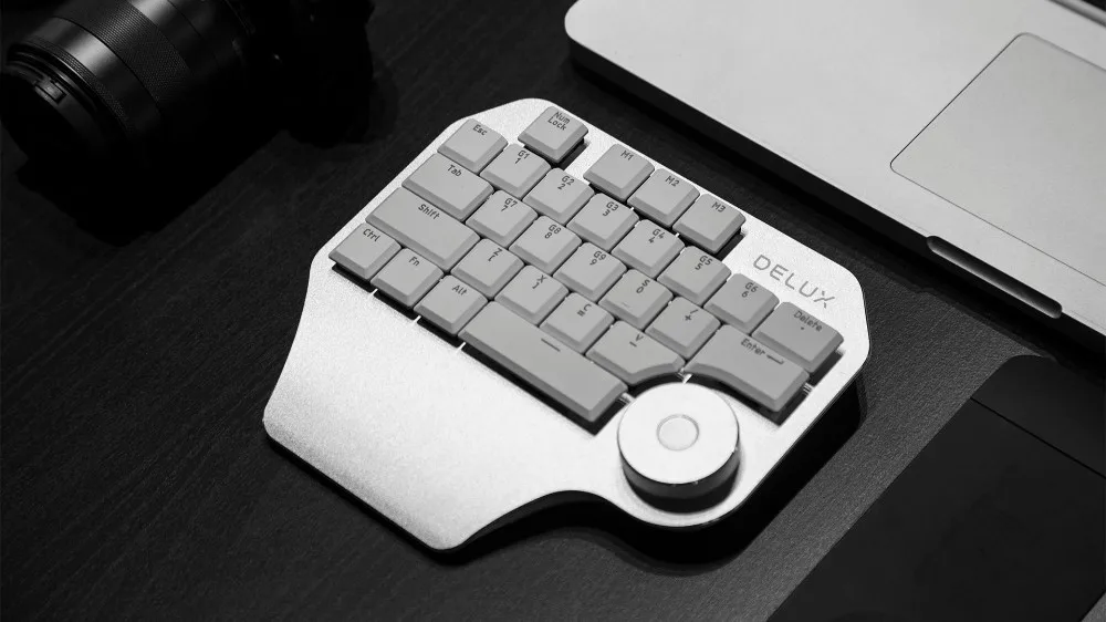 Delux T11 Designer Keyboard With Smart Dial 3 Group Customizable Keys Keypad Mechanical Single Hand For Gaming Designer Software