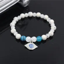 Faitheasy выразительная индивидуальность микро циркония ожерелье с глазом натуральный камень Бусины эластичность ручной украшение на нитке