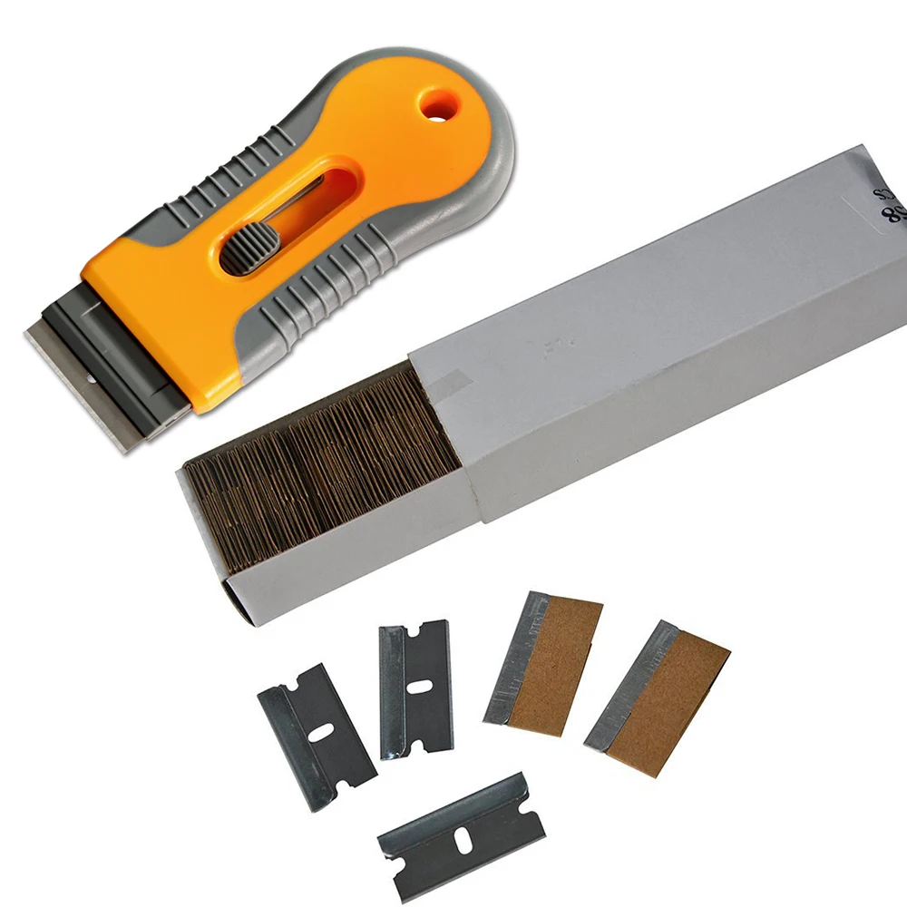 EHDIS Razor Scraper With 100pcs Stainless Steel Blades Vinyl Film Car