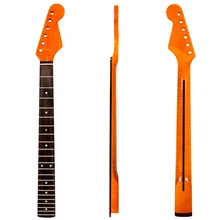Tiger Flame Maple Neck For Electric Guitar Neck Replacement White Dot Darker Yellow Maple 22 Fret Rosewood Fingerboard Parts