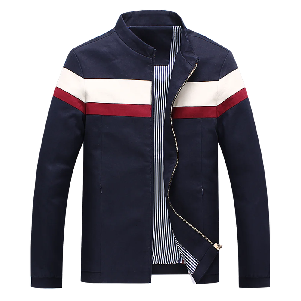 

2018 Men Spring Patchwork Jackets Male Casual Autumn Fashion Male Slim Fitted Zipper Stand collar Coats Large Size M-5XL