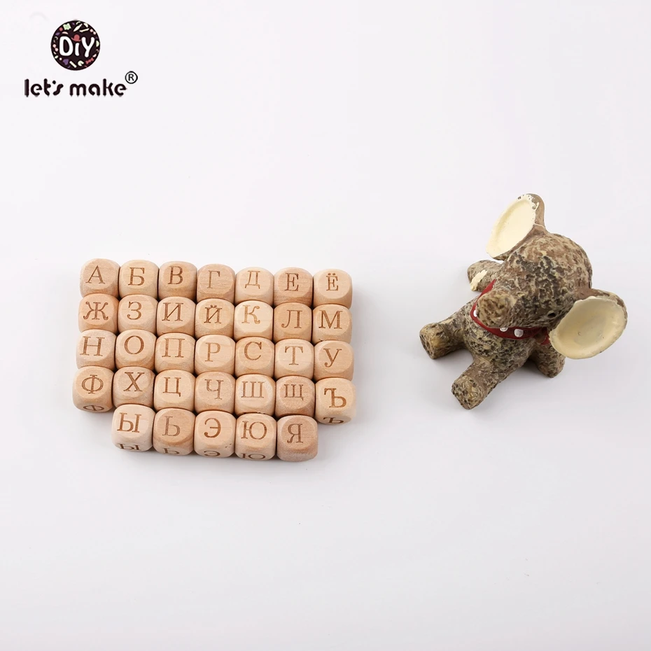 

Let's Make Teething Wood Russian Alphabet Beads 100pc DIY Beech Wooden Letter Beads For Nursing Nekclace Making Baby Teether