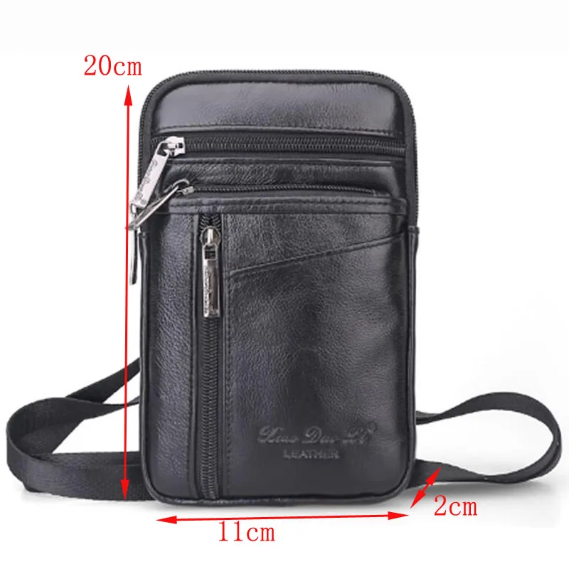 Новая мужская сумка из натуральной кожи высокого качества, модная сумка через плечо, поясная сумка на пояс, чехол для телефона, портсигар, кошелек