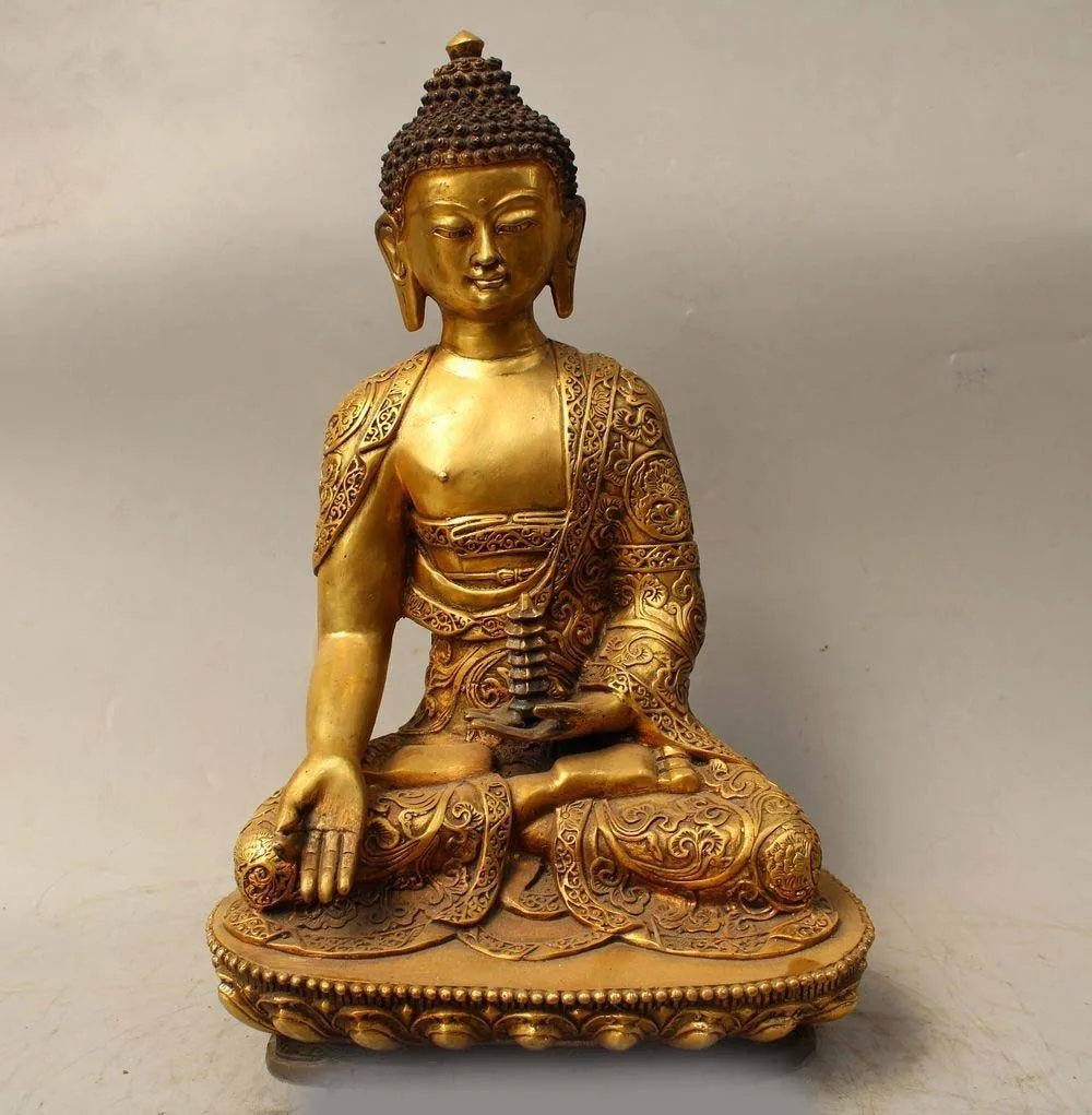 

18" Tibet Buddhism Bronze Gild Sakyamuni Shakyamuni Amitabha Buddha pagoda