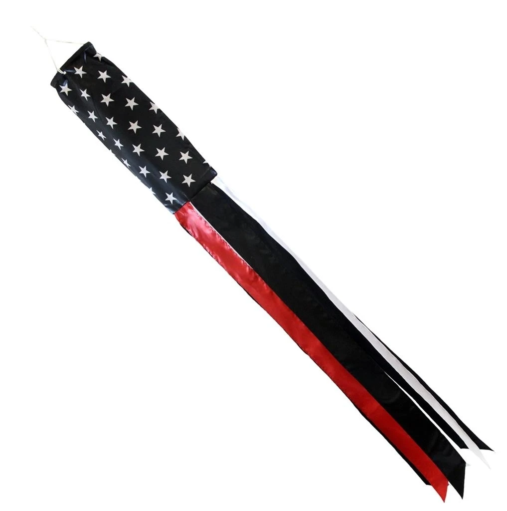 

USA THIN RED LINE WINDSOCK flying FIRE FIGHTER flag FL756 twirling
