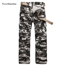 Осенние мужские Новые прямые свободные брюки карго камуфляжные мужские военные комбинезоны с несколькими карманами высокого качества повседневные хлопковые брюки карго