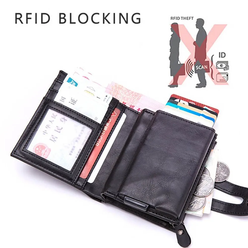 

2019 New Business ID Card Holder Multi Function Credit Card Holder HASP PU Leather Card Wallet Fashion Coin Pocket Key Wallet
