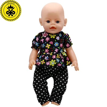 

Baby Doll Clothes Floral Shirt + Trousers Suit Fit 43cm Baby Doll Accessories Best Birthday Gifts 044