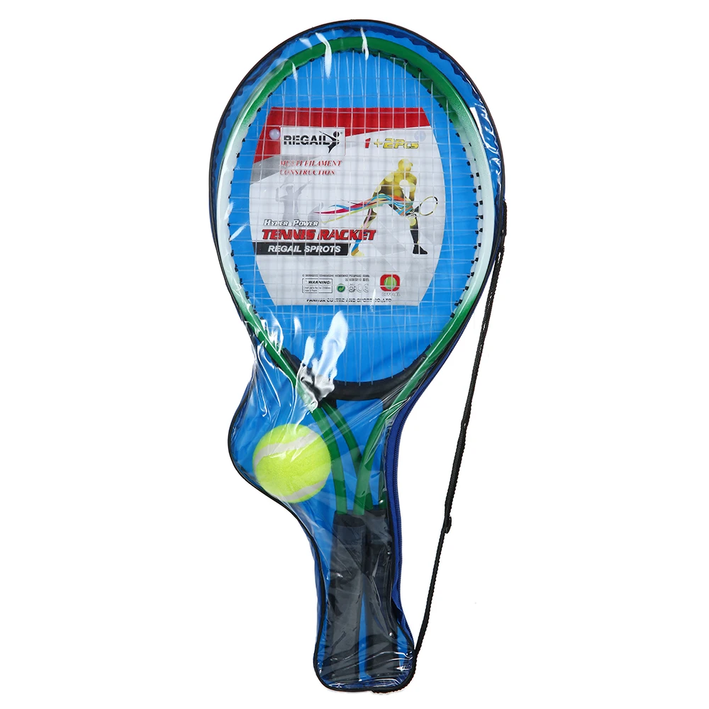 Высокое качество, 2 шт., детская Теннисная ракетка, тренировочная ракетка с 1 теннисным мячом и чехлом для детей, Молодежные Детские теннисные ракетки