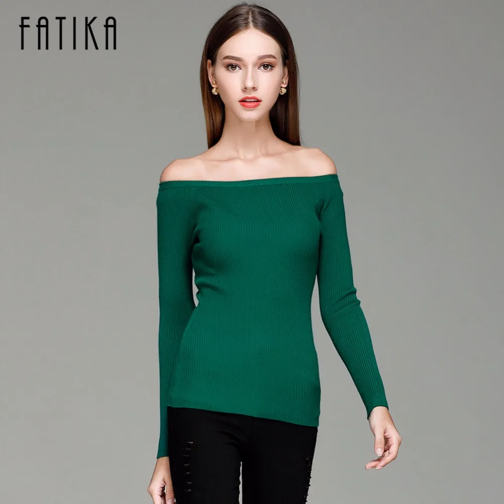 Aliexpress.com : Buy FATIKA Autumn and Winter Basic Women Sweater slit neckline Strapless 